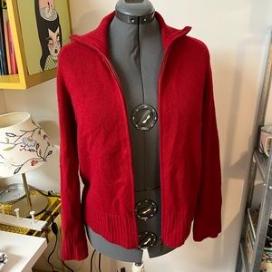 Deep red cashmere zip sweater